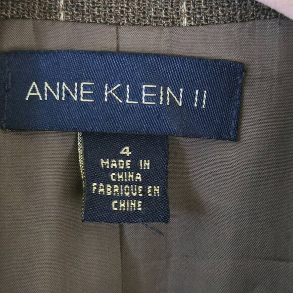 Anne Klein Vintage Brown Windowpane Plaid Wool Tie Front Blazer Pant Suit Size 4 - Picture 7 of 11